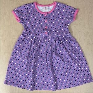 New Hanna Andersson Dress Girls 5-6 110 cm Purple Polka Dots Its A Playdress